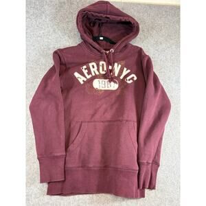 Aeropostale NYC Hoodie Mens Size XS Red Pullover Streetwear Casual Sweatshirt